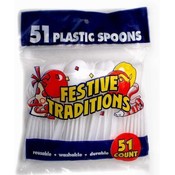 Plastic soup spoons, bright white