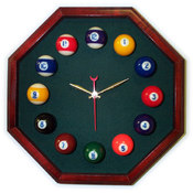 13in Octagon Billiard Clock Cherry &amp; Spruce Mali F