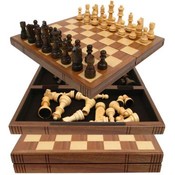 Chess Board Walnut Book Style w/ Staunton Chessmen