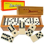Premium Set of 28 Double Six Dominoes w/ Wood Case