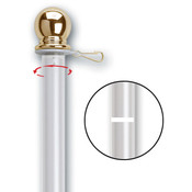 5' 2-Piece White Aluminum Spinning Flag Pole
