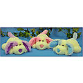 8" Lying Pastel Softy Dog, 3 Asst.