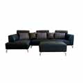 Leighton 3-piece Black Leather Sofa Sectional Set